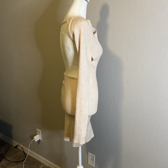 Princess Polly Nedura Knit Mini Dress Beige Size 4 New With Tag - Picture 3 of 12